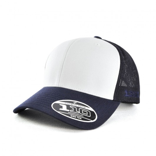 Trucker Mesh Cotton Twill Snapbacks White Navy